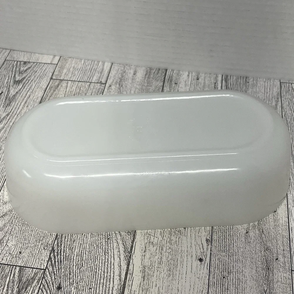 Vintage‎ Fire King White Milk Glass Refrigerator Dish 17 Oval Deep Oblong Baker